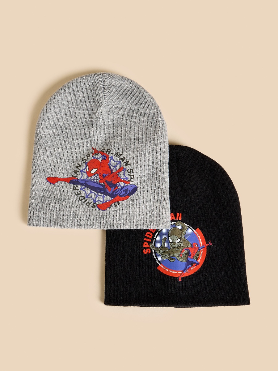Pack of 2 - Spider-Man Print Beanie Cap