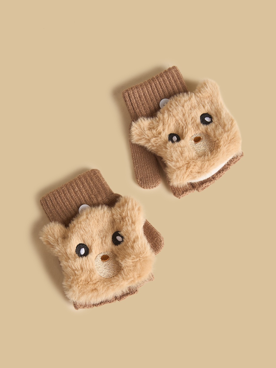 Animal Embroidered Cap with Gloves