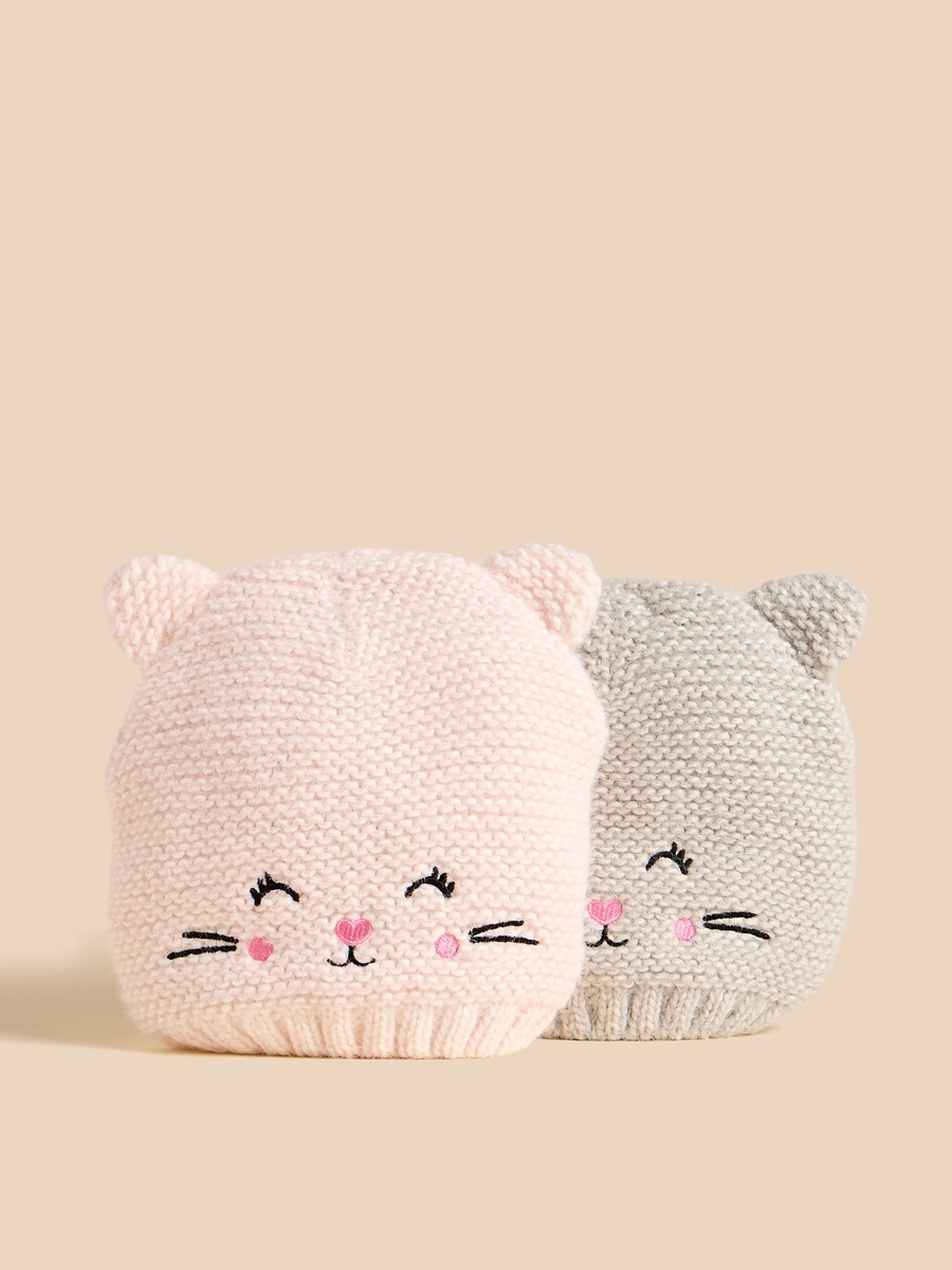 Pack of 2 - Textured Beanie Cap with 3D Ears