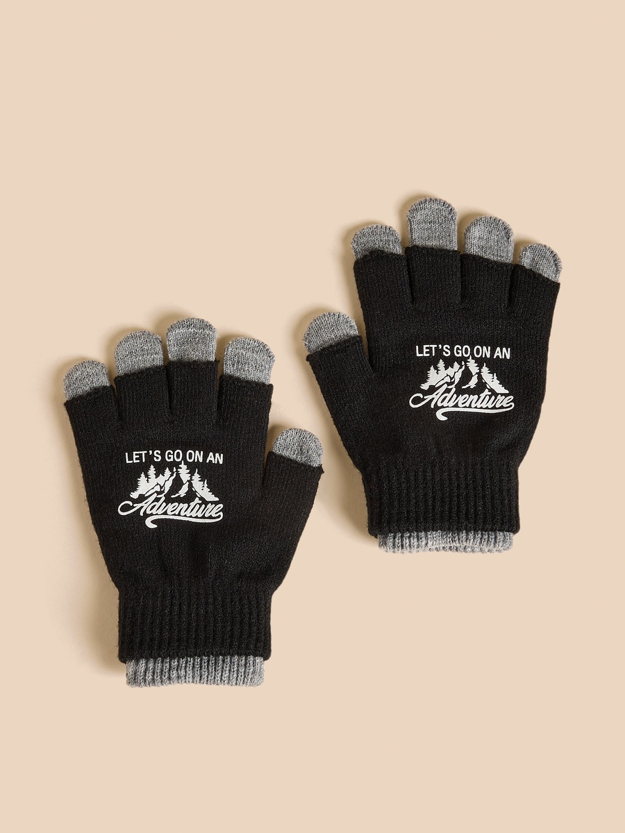 Slogan Print Gloves
