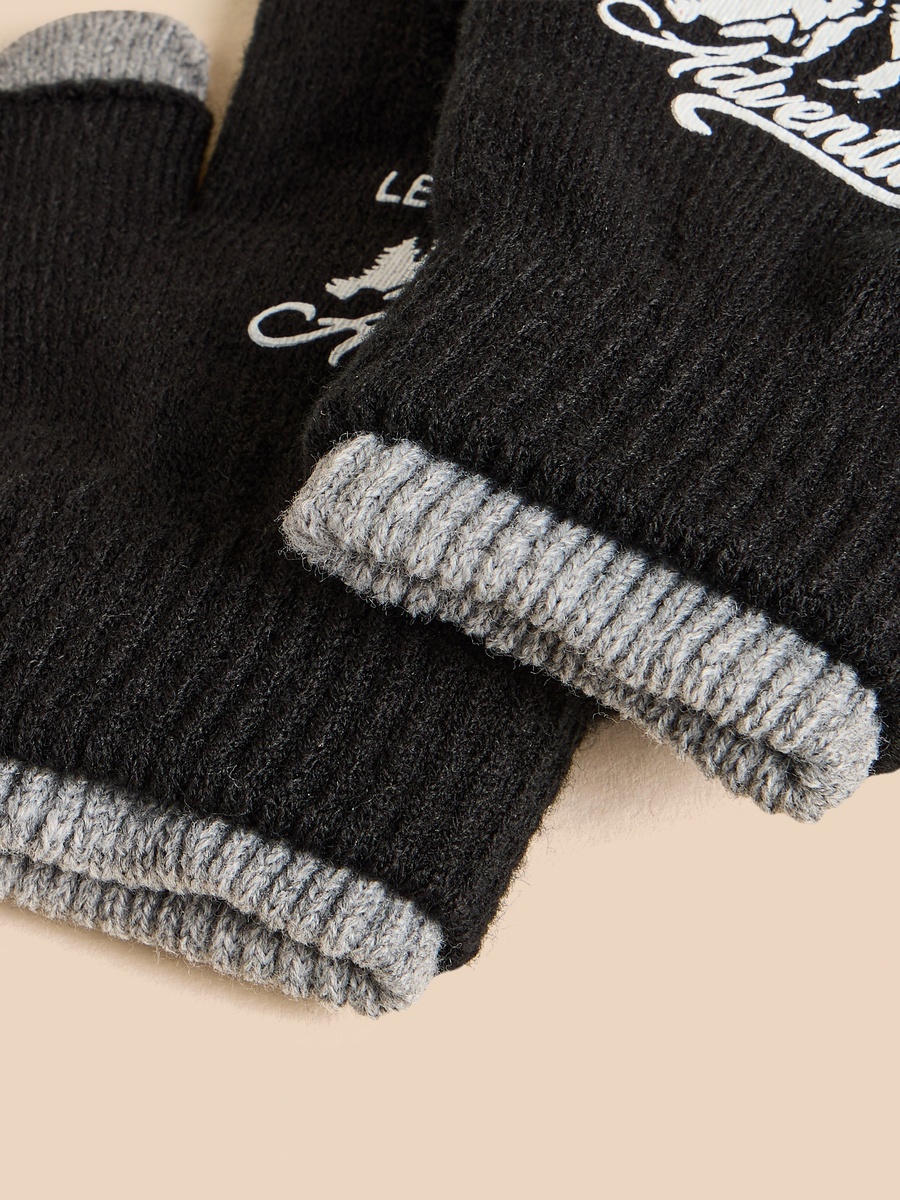 Slogan Print Gloves