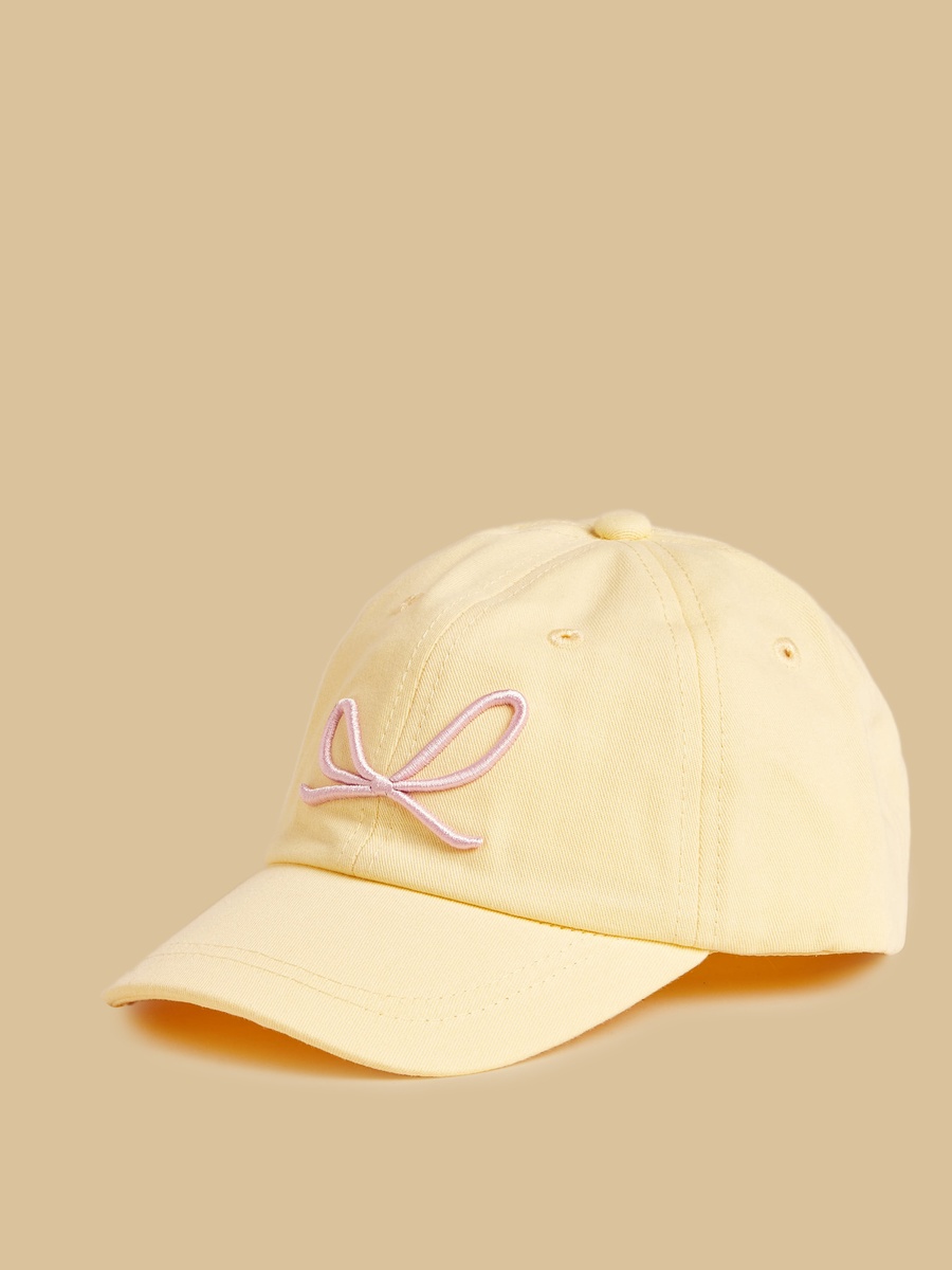 Bow Embellished Cap with Hook and Loop Closure