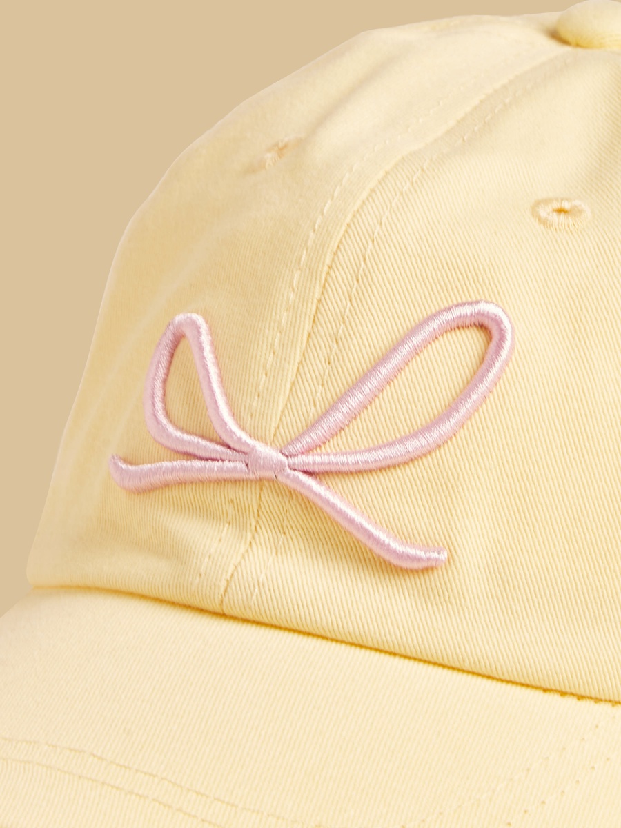 Bow Embellished Cap with Hook and Loop Closure
