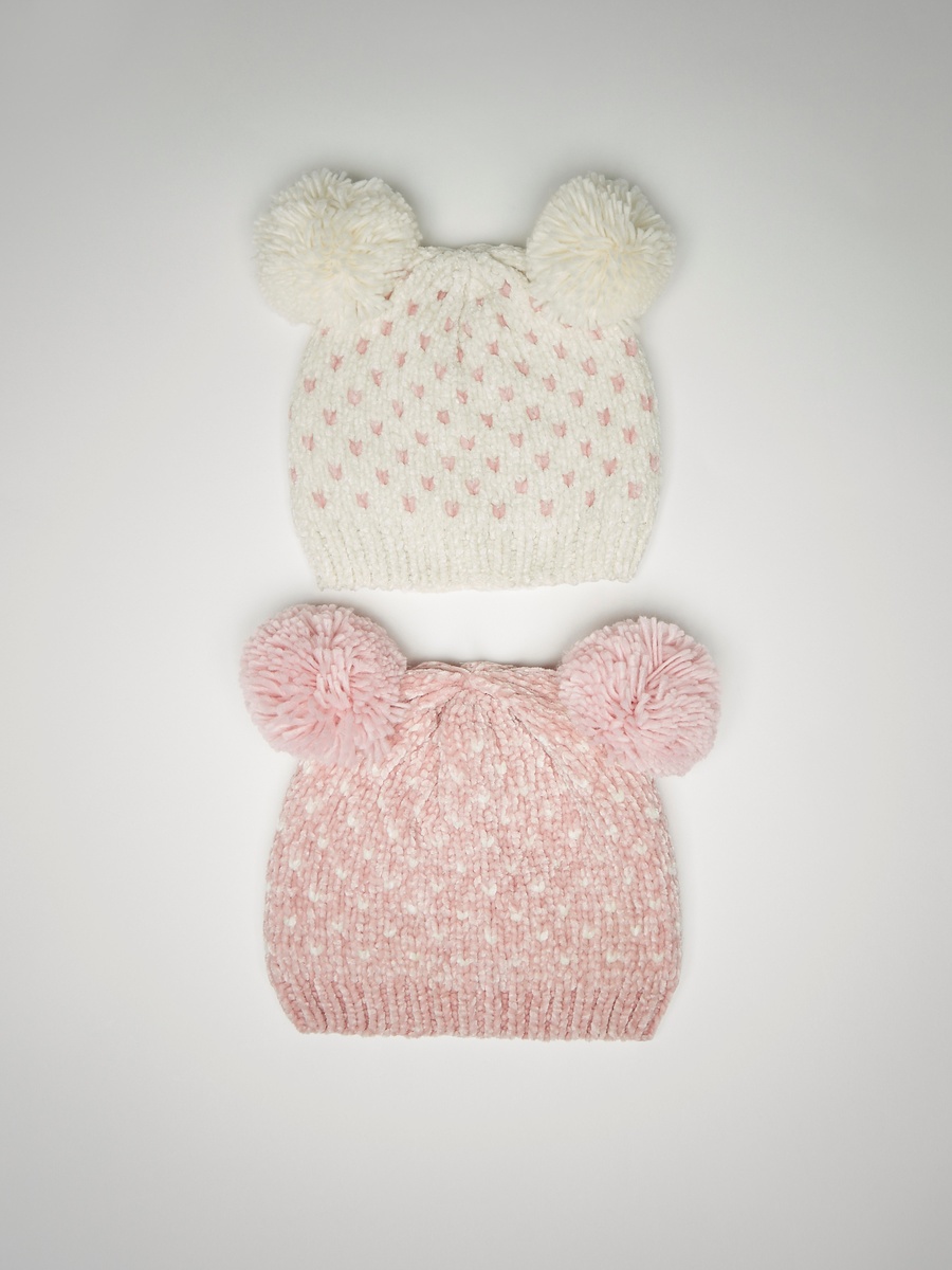 Pack of 2 - Textured Beanie Cap with Pom-Pom