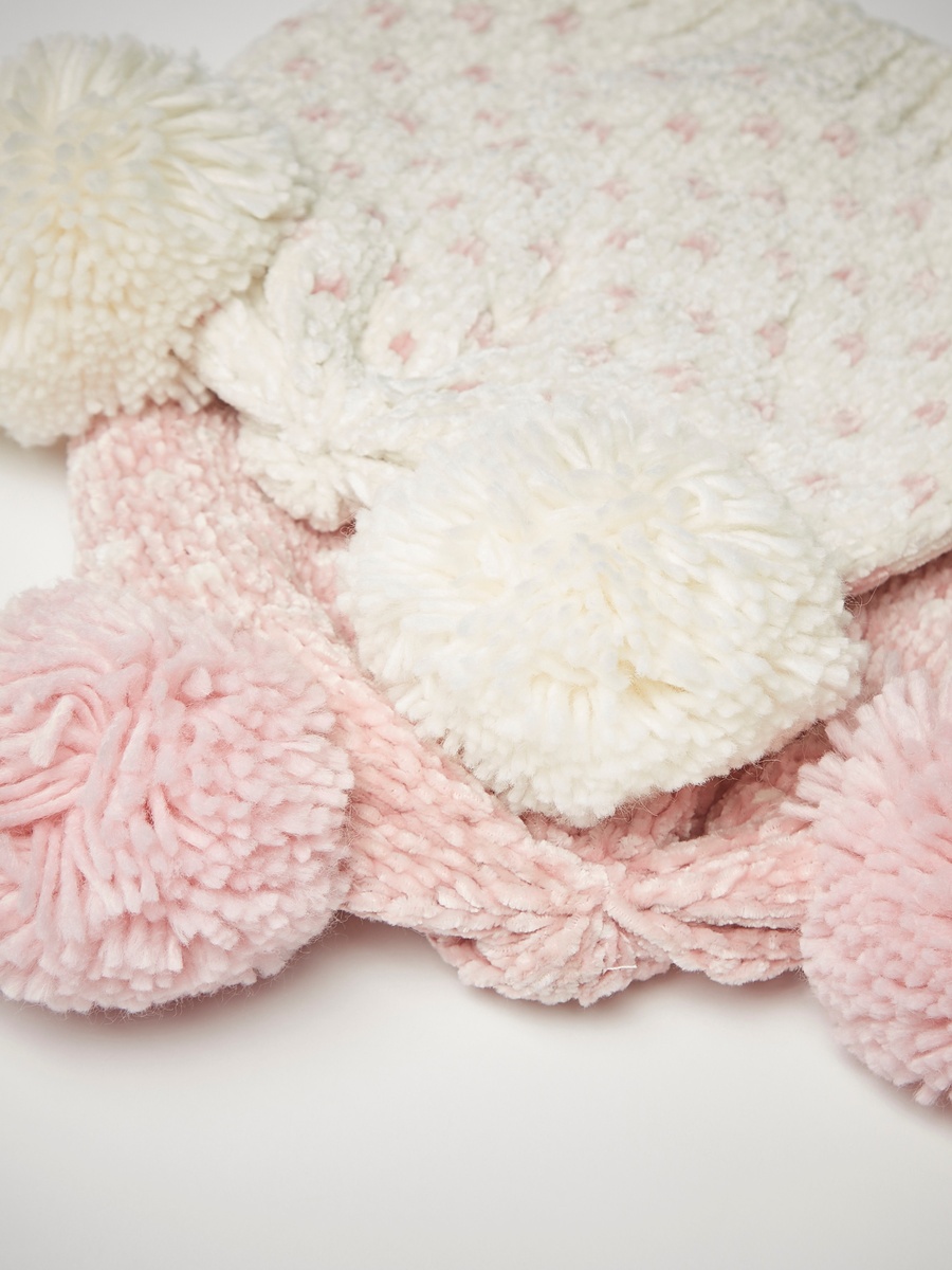 Pack of 2 - Textured Beanie Cap with Pom-Pom