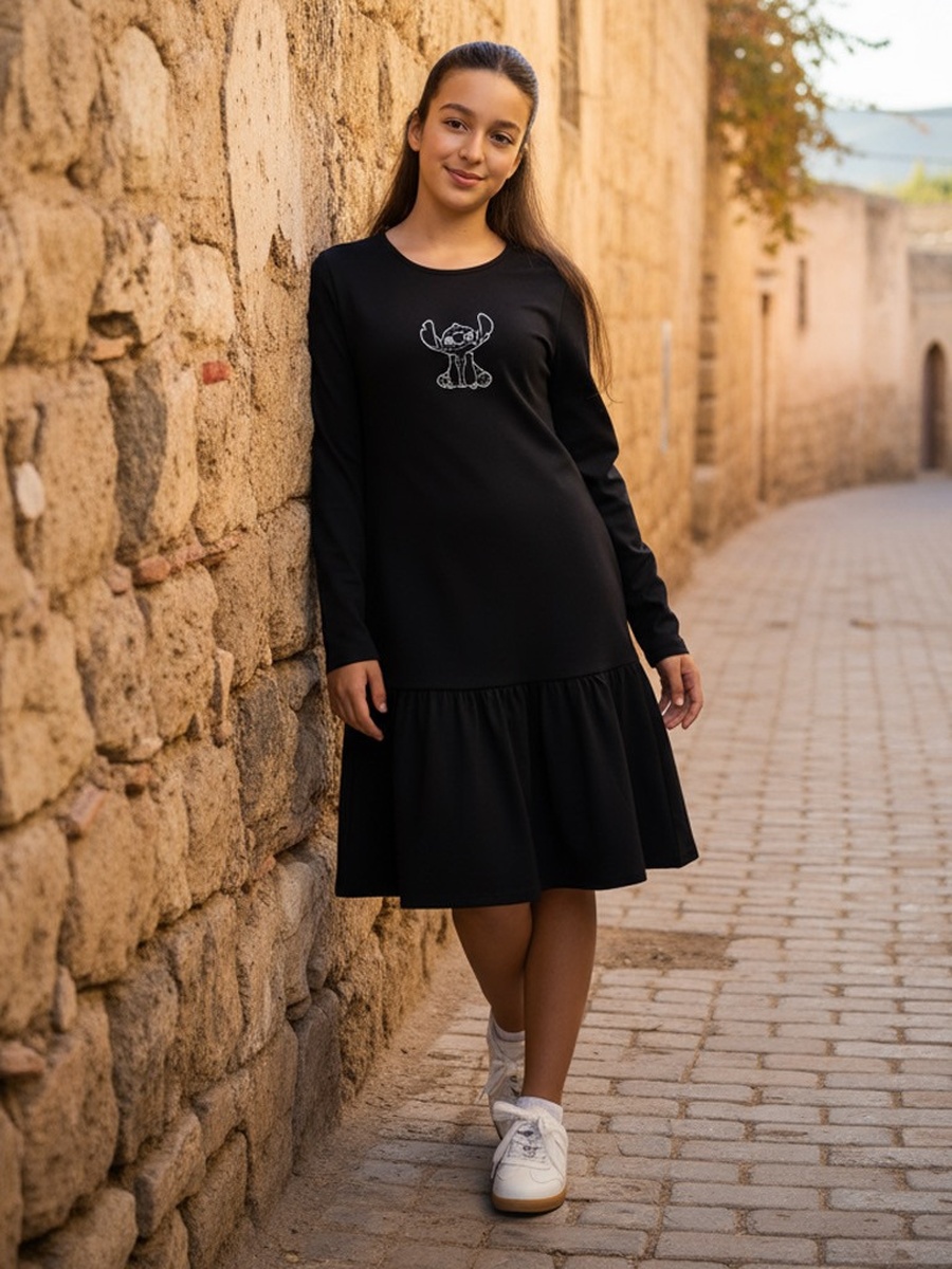 Stitch Print Drop Waist Dress