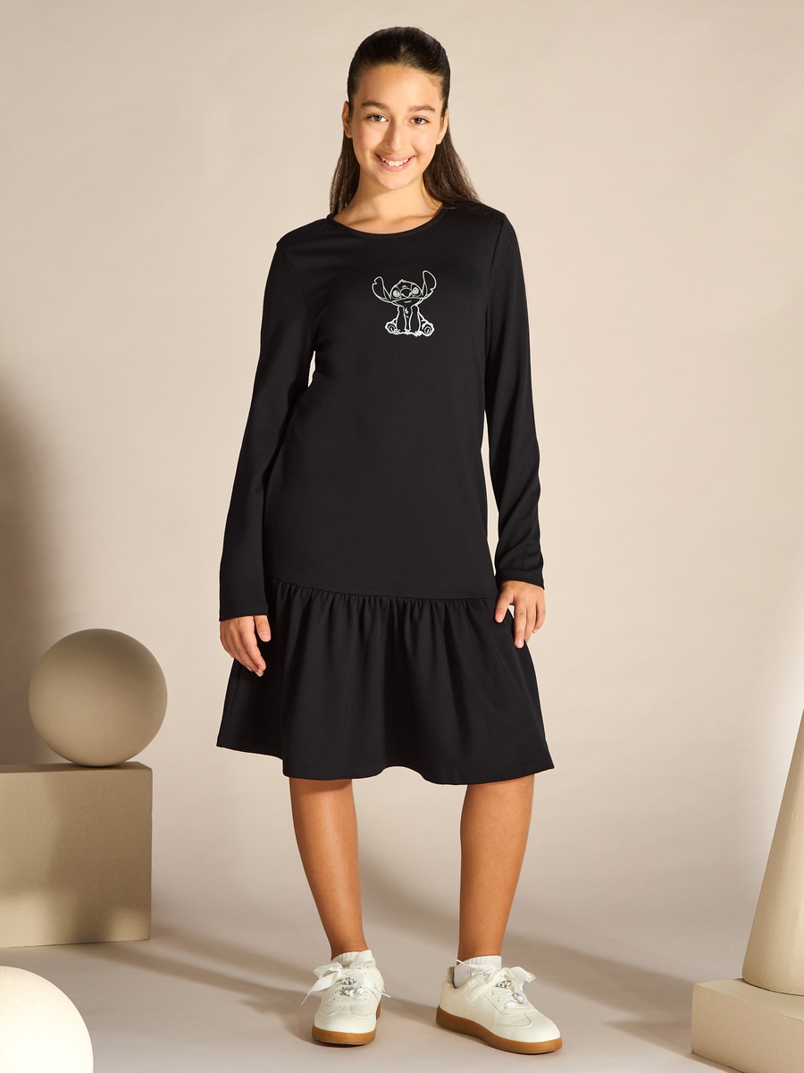 Stitch Print Drop Waist Dress