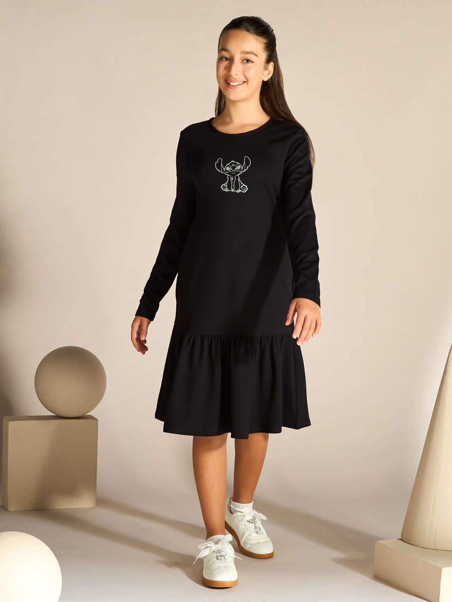 Stitch Print Drop Waist Dress