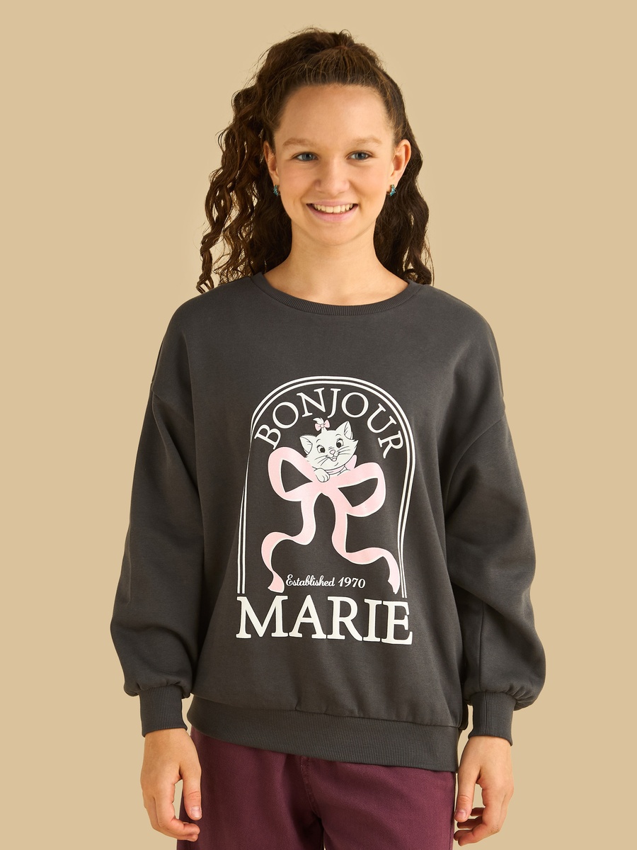 Marie Cat Print Oversized Sweatshirt