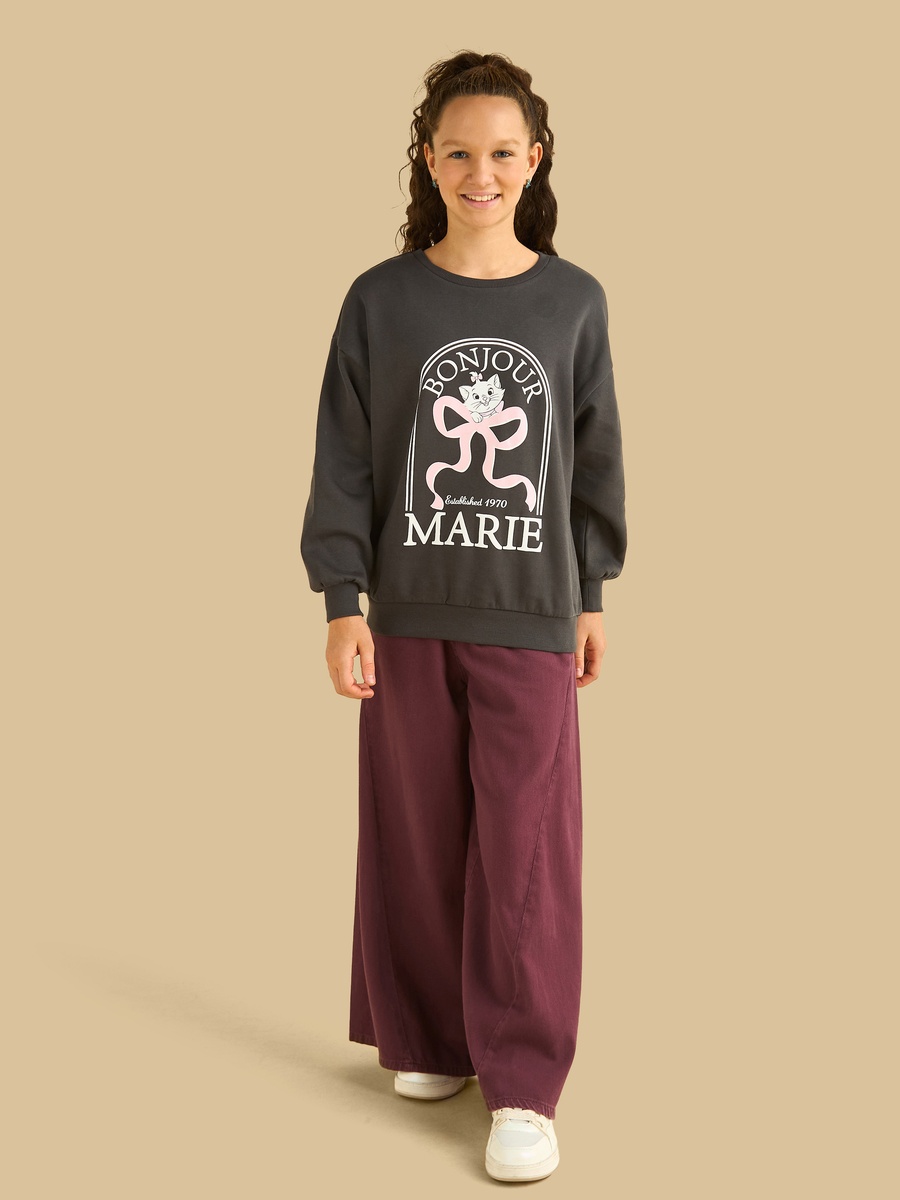 Marie Cat Print Oversized Sweatshirt