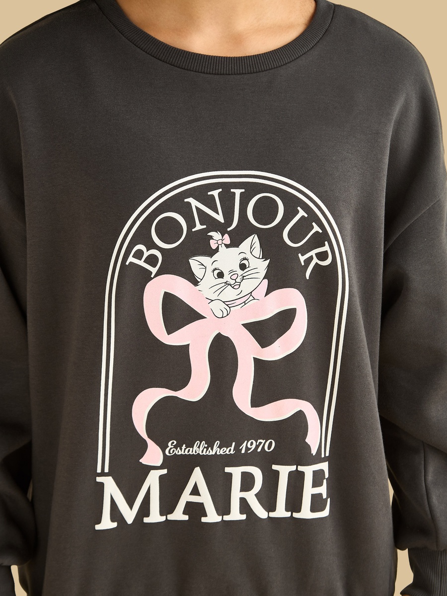 Marie Cat Print Oversized Sweatshirt