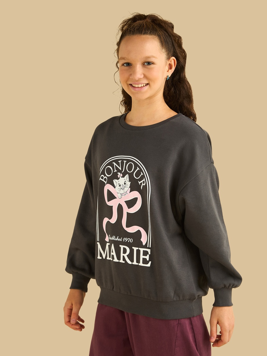 Marie Cat Print Oversized Sweatshirt