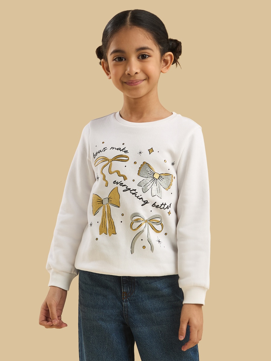 Glitter Bow Print Sweatshirt