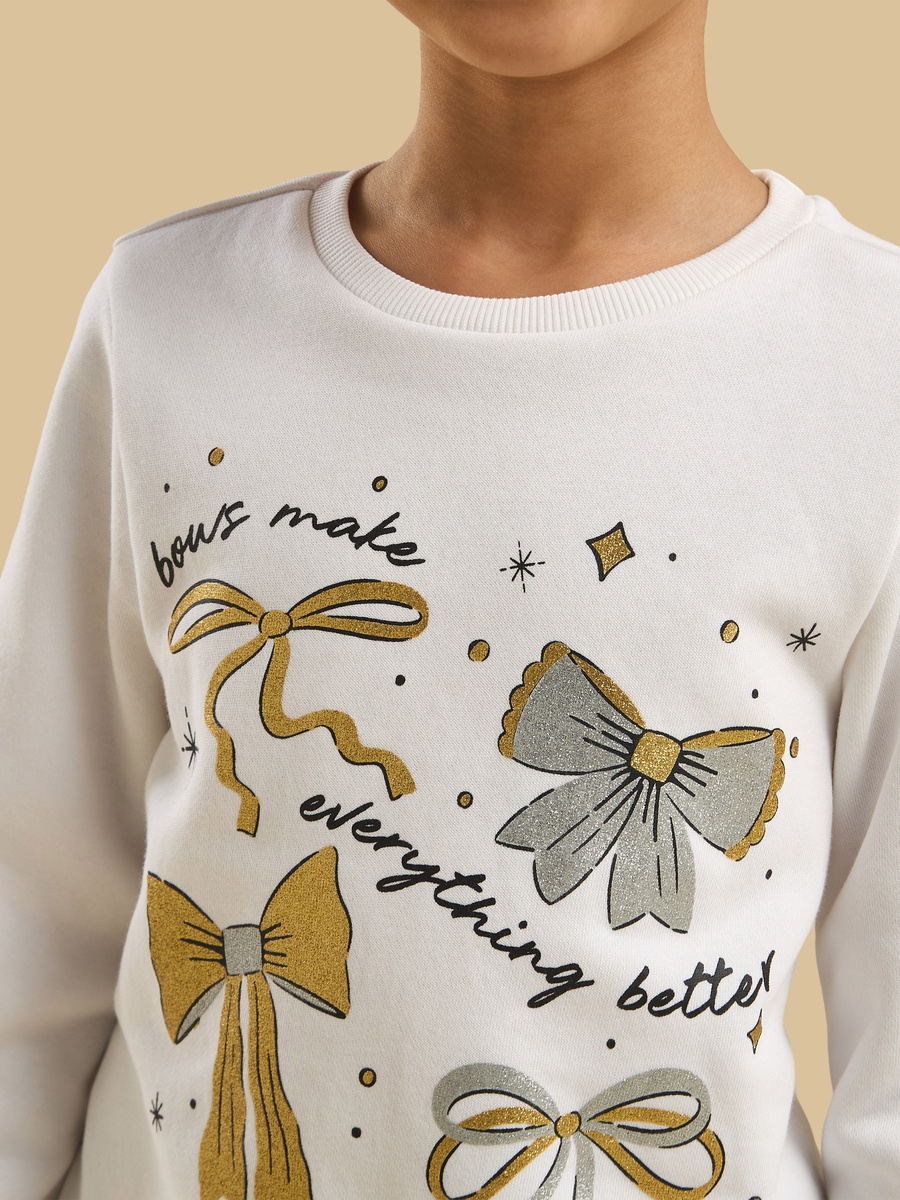 Glitter Bow Print Sweatshirt