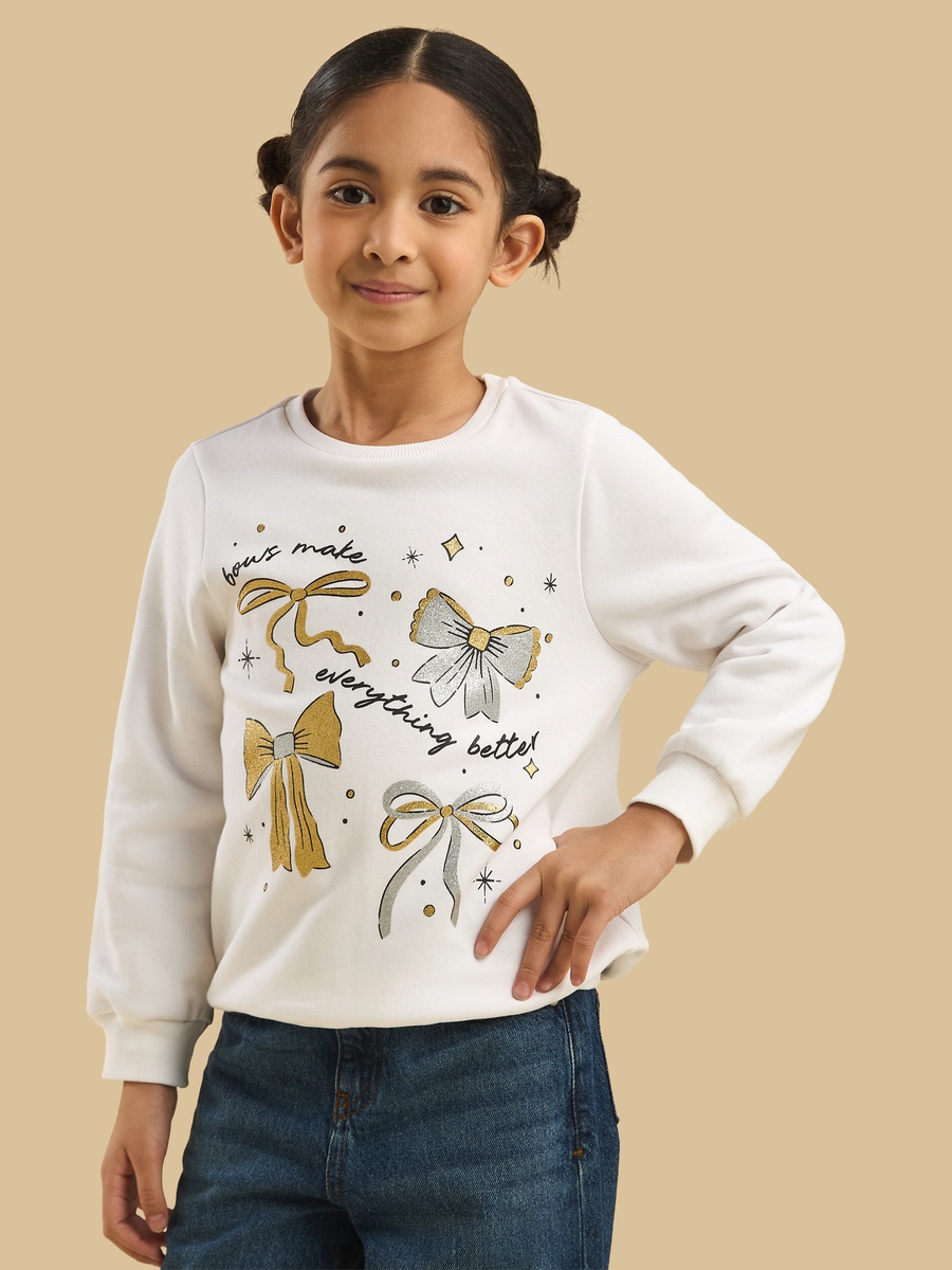 Glitter Bow Print Sweatshirt
