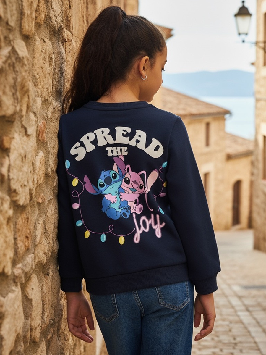 Stitch and Angel Print Sweatshirt