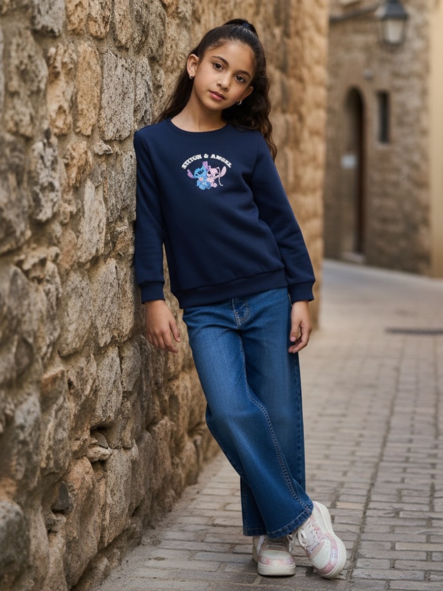 Stitch and Angel Print Sweatshirt