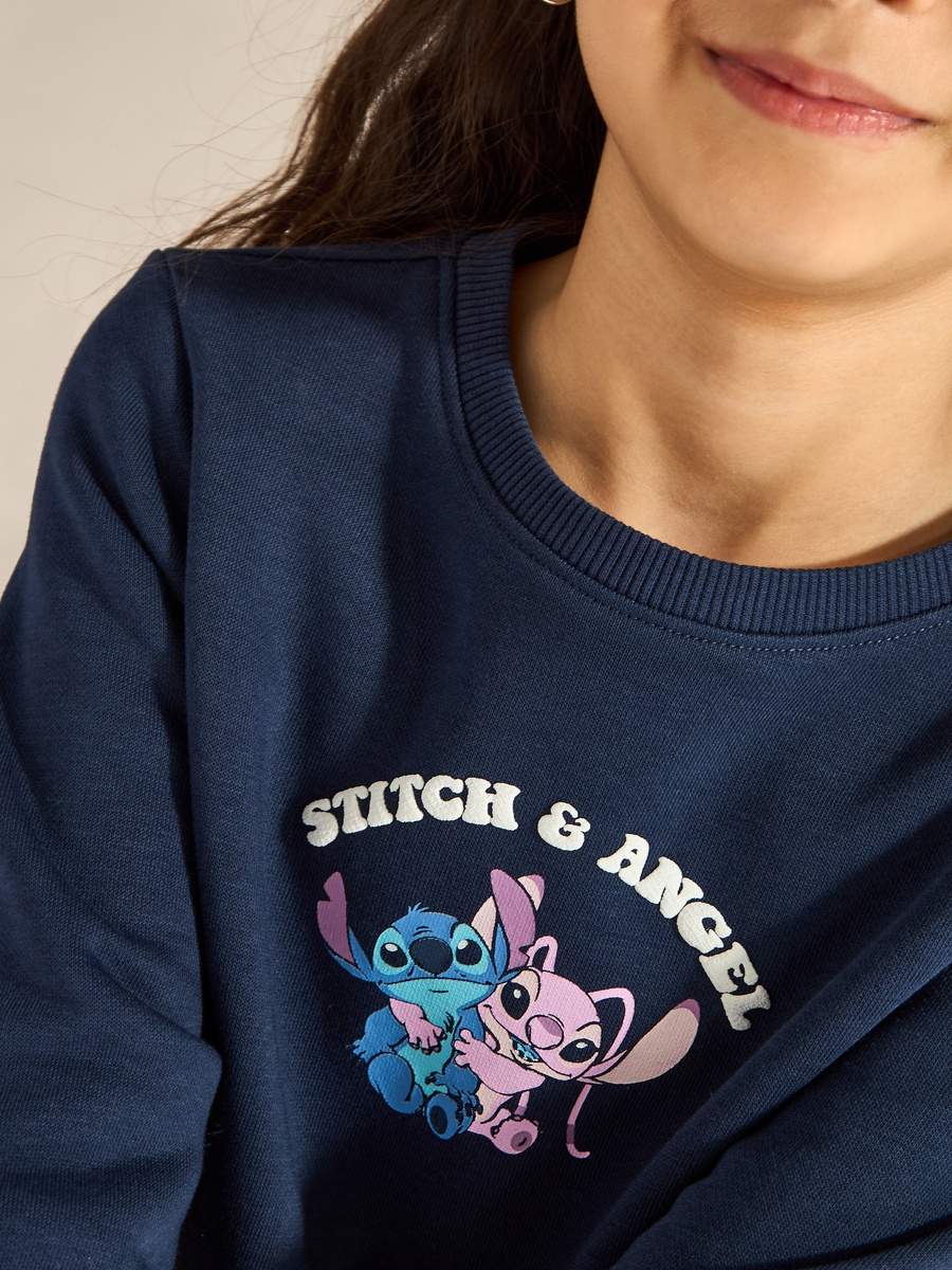Stitch and Angel Print Sweatshirt