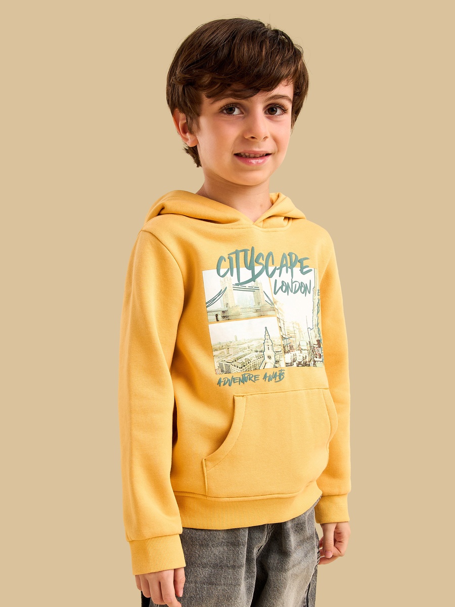 London Cityscape Print Hooded Sweatshirt