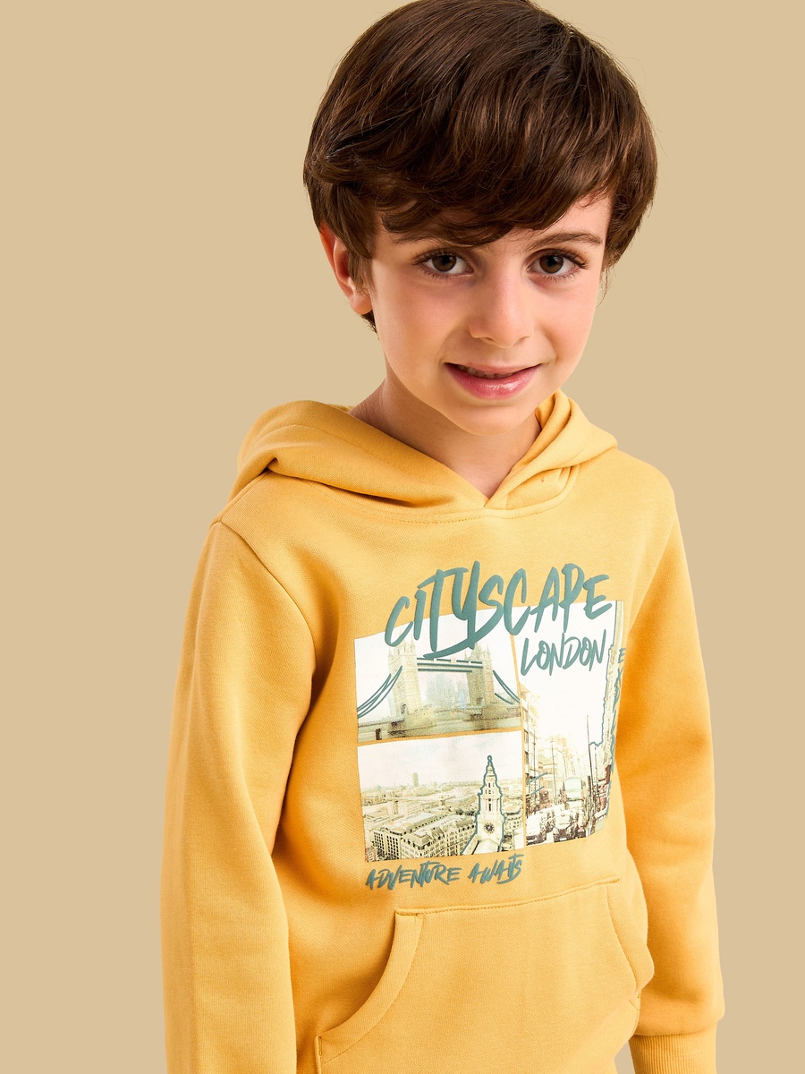 London Cityscape Print Hooded Sweatshirt