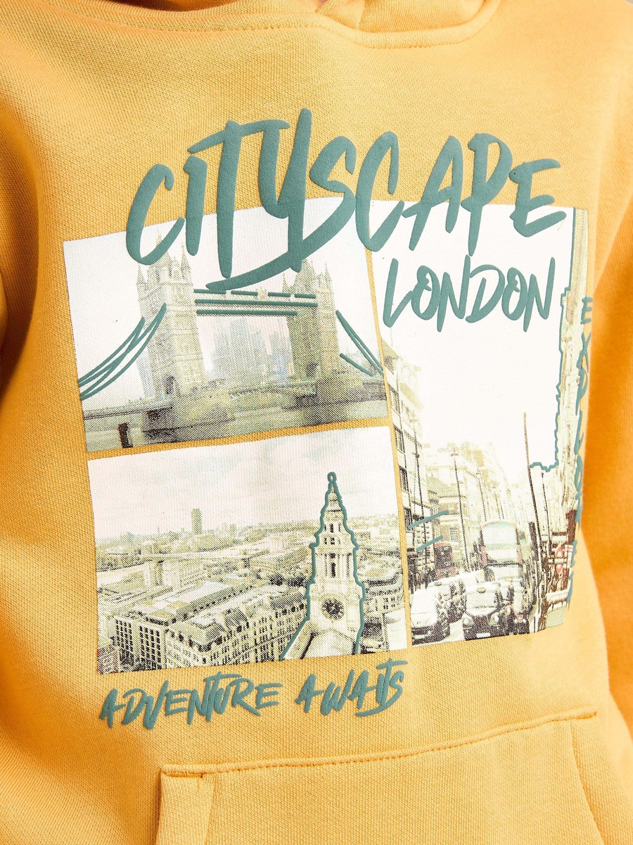 London Cityscape Print Hooded Sweatshirt