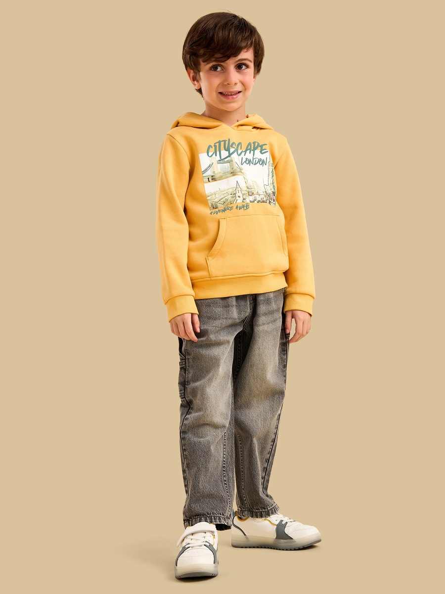 London Cityscape Print Hooded Sweatshirt