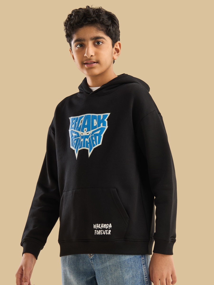Black Panther Print Hooded Sweatshirt