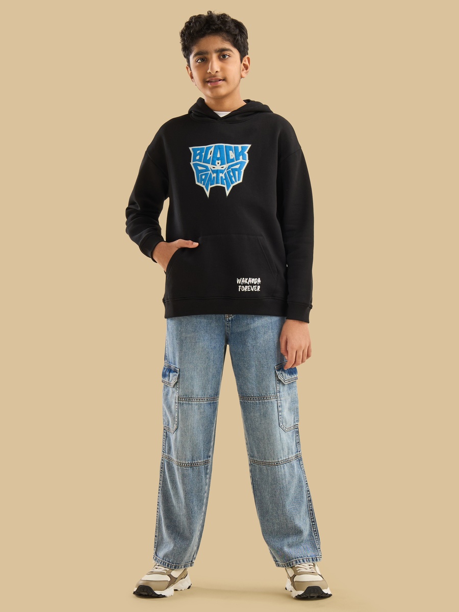 Black Panther Print Hooded Sweatshirt