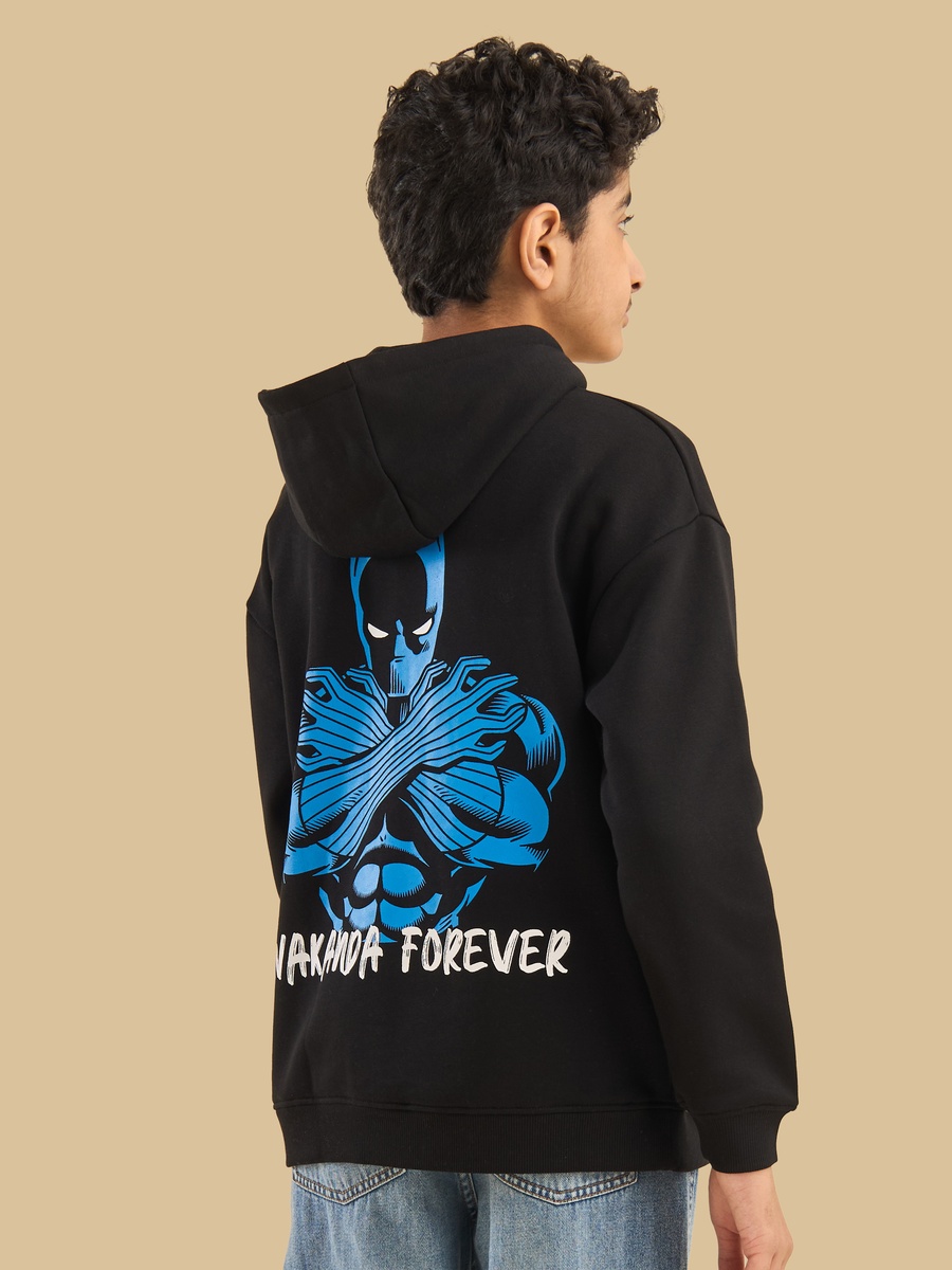 Black Panther Print Hooded Sweatshirt