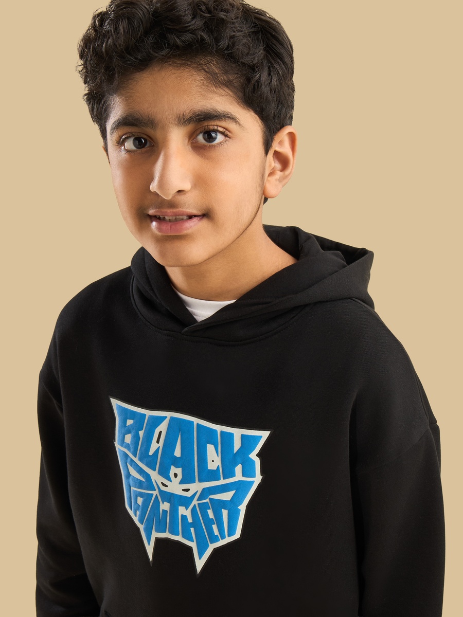 Black Panther Print Hooded Sweatshirt