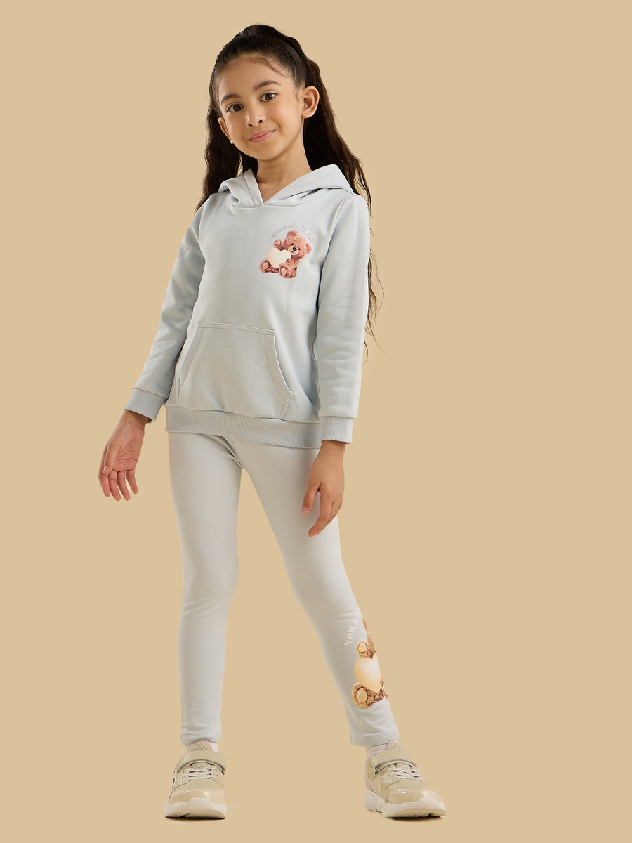 Teddy Bear Print Hooded Sweatshirt