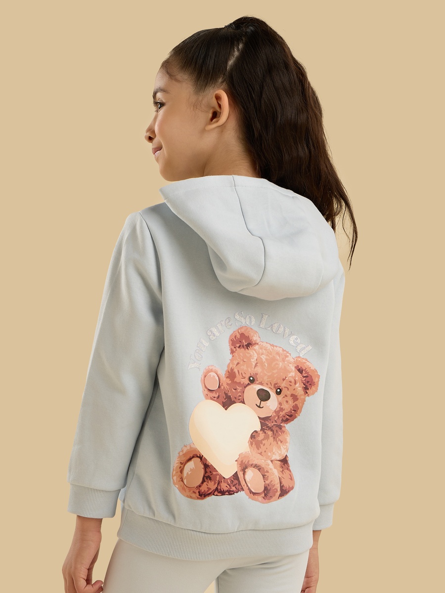 Teddy Bear Print Hooded Sweatshirt