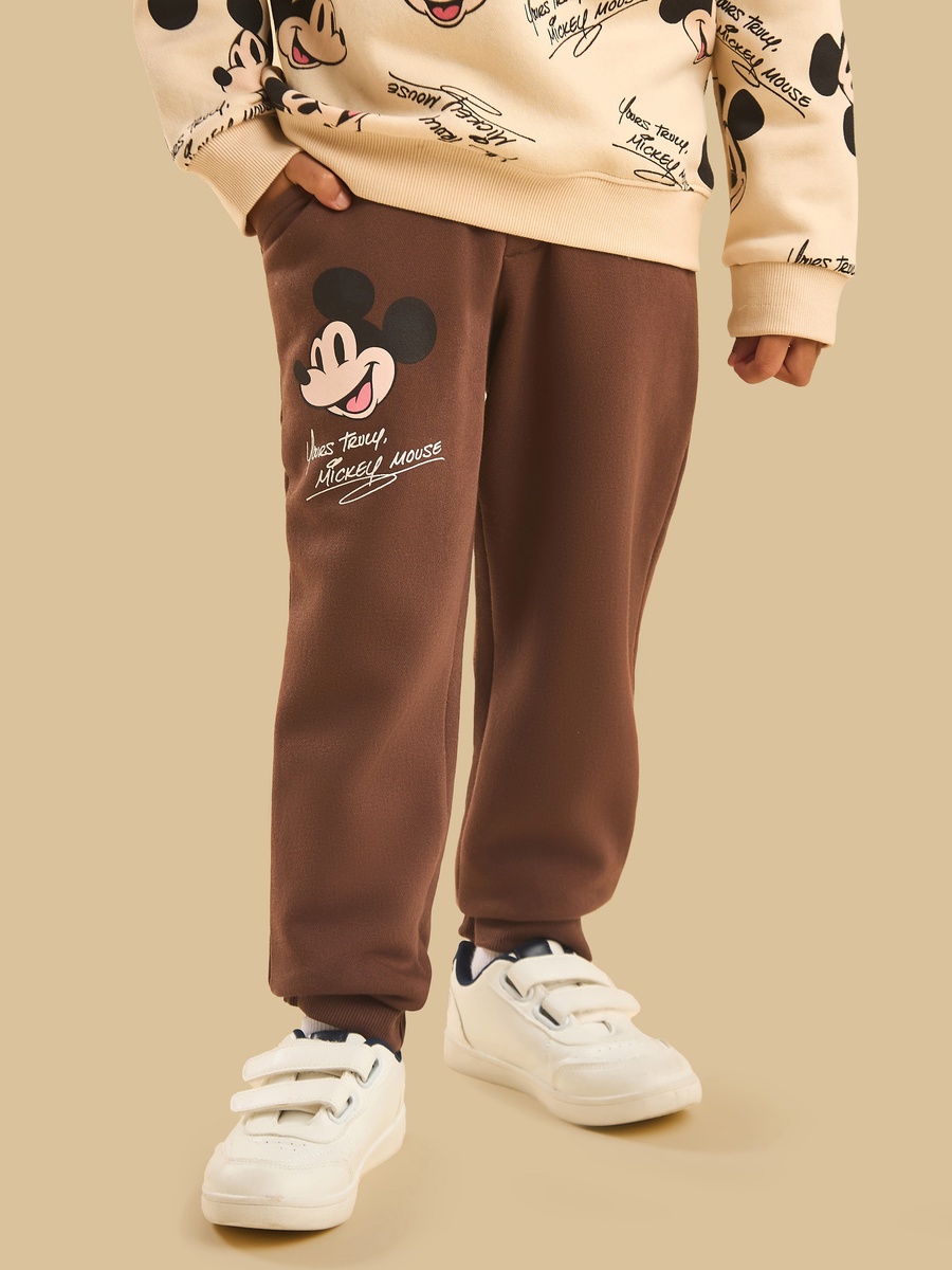 Mickey Mouse Print Hooded Sweatshirt and Joggers Set
