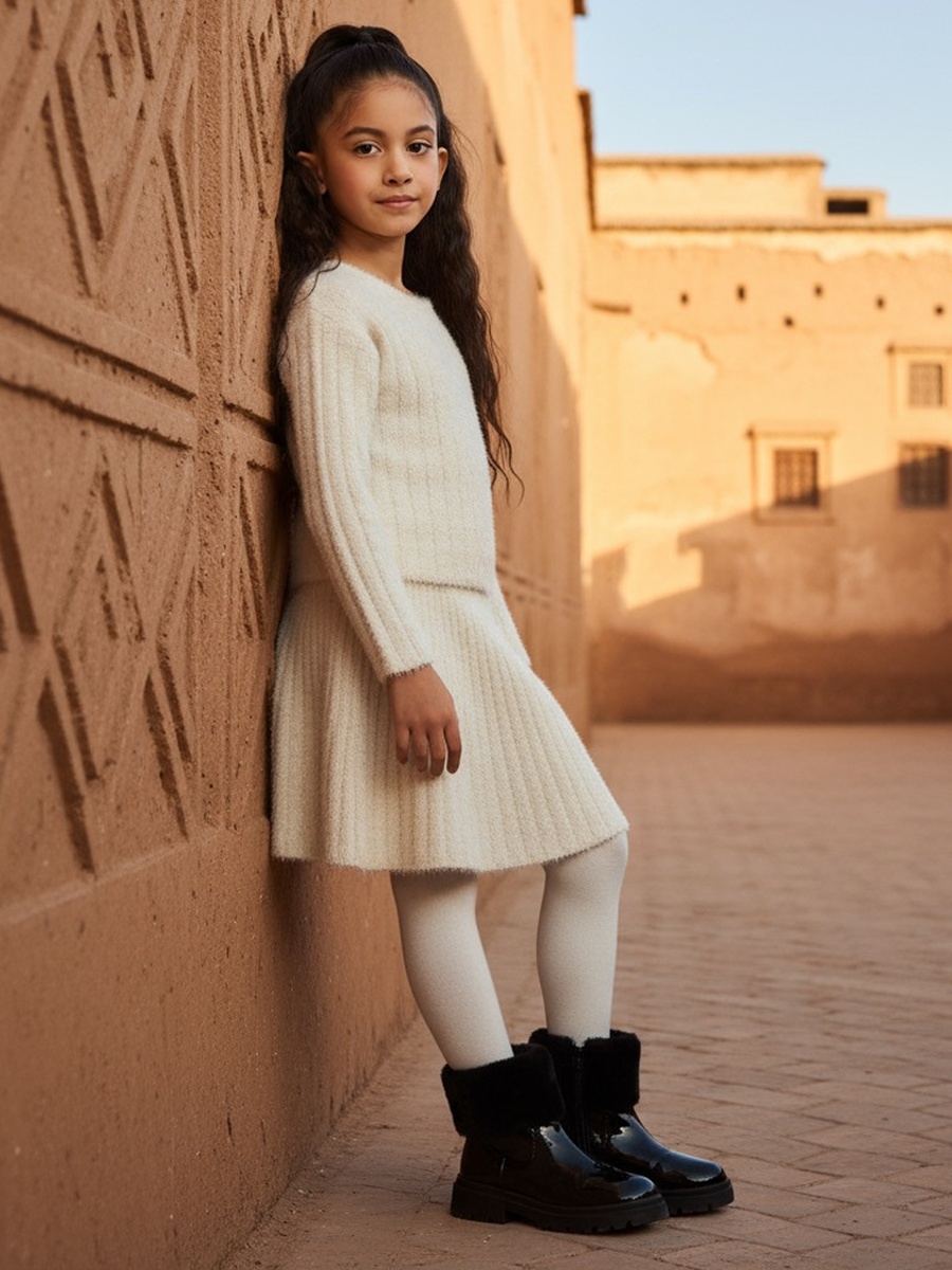 طقم كنزة وتنورة مضلع