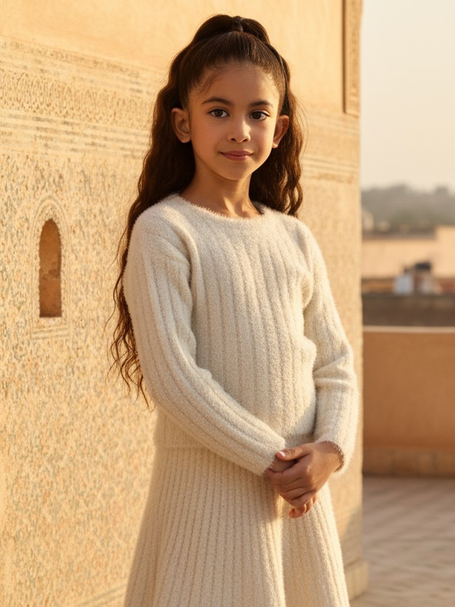 طقم كنزة وتنورة مضلع