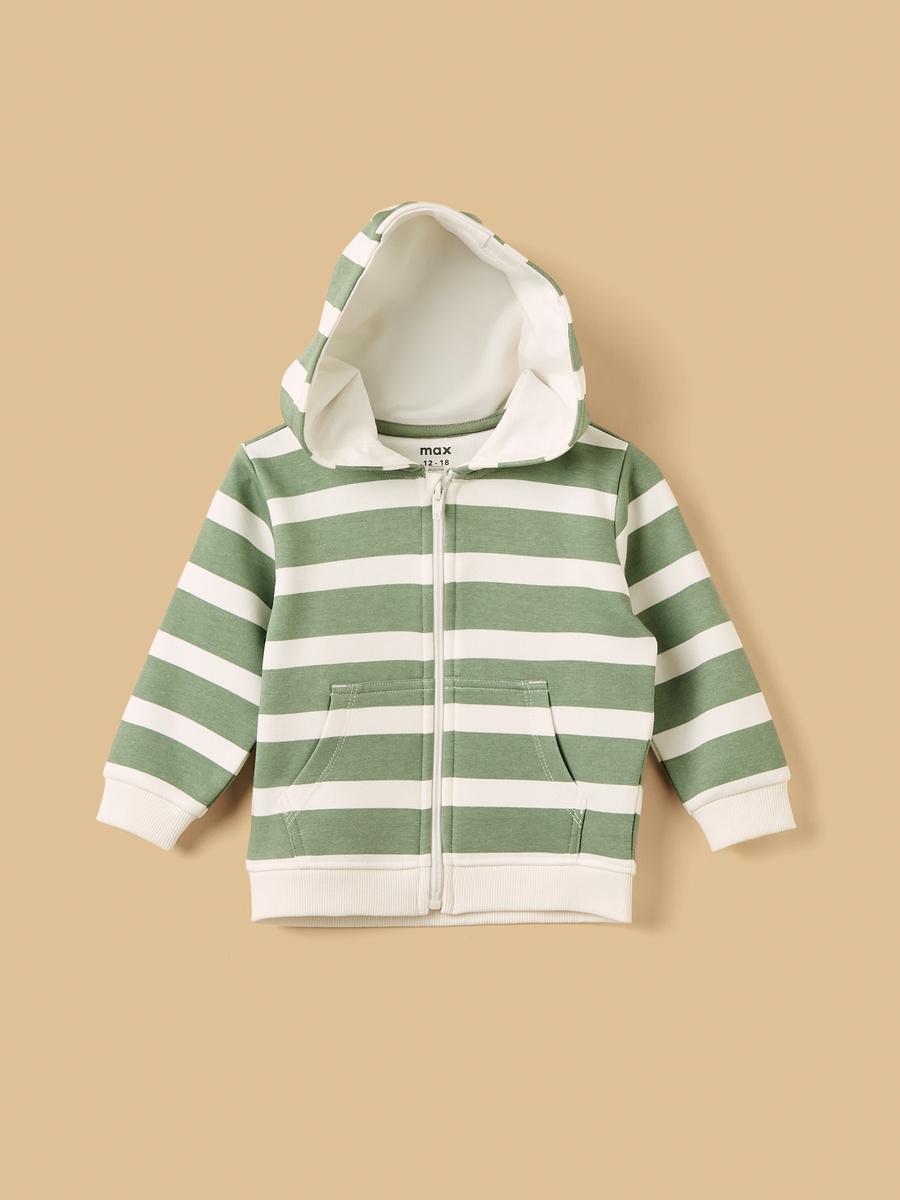 Striped Zip Through Hoodie