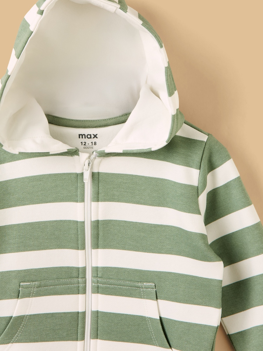Striped Zip Through Hoodie