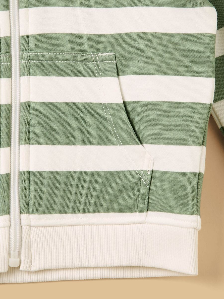 Striped Zip Through Hoodie