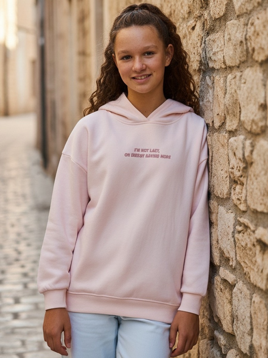 Slogan Print Oversized Hooded Sweatshirt