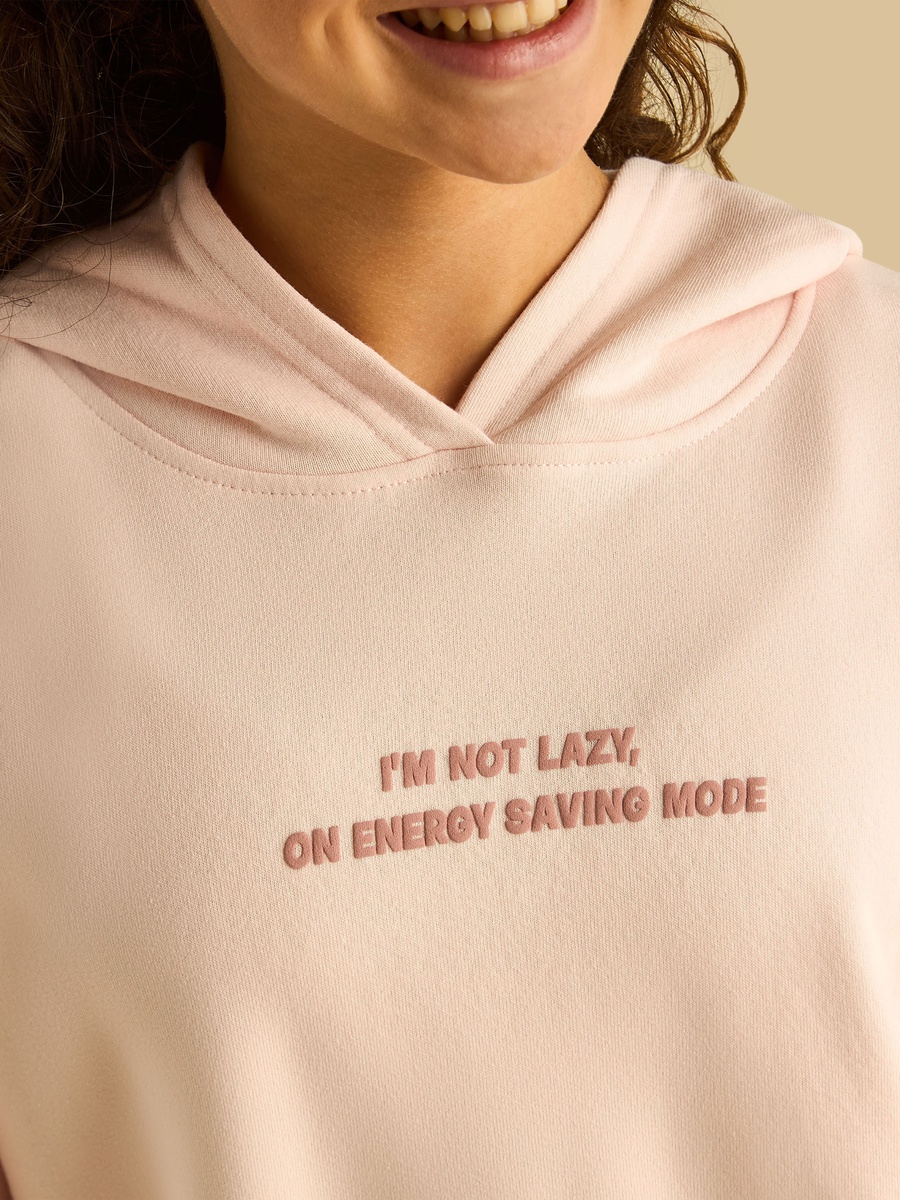 Slogan Print Oversized Hooded Sweatshirt