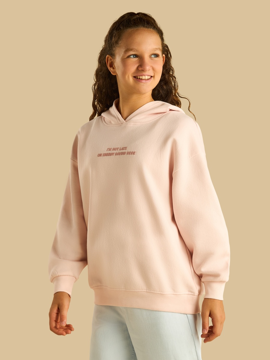 Slogan Print Oversized Hooded Sweatshirt