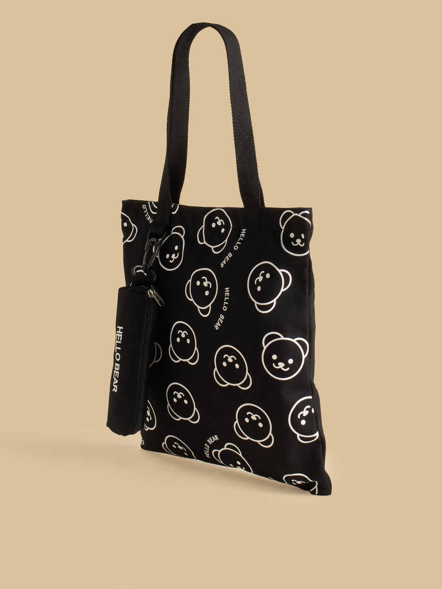 Bear Print Double Handle Tote Bag