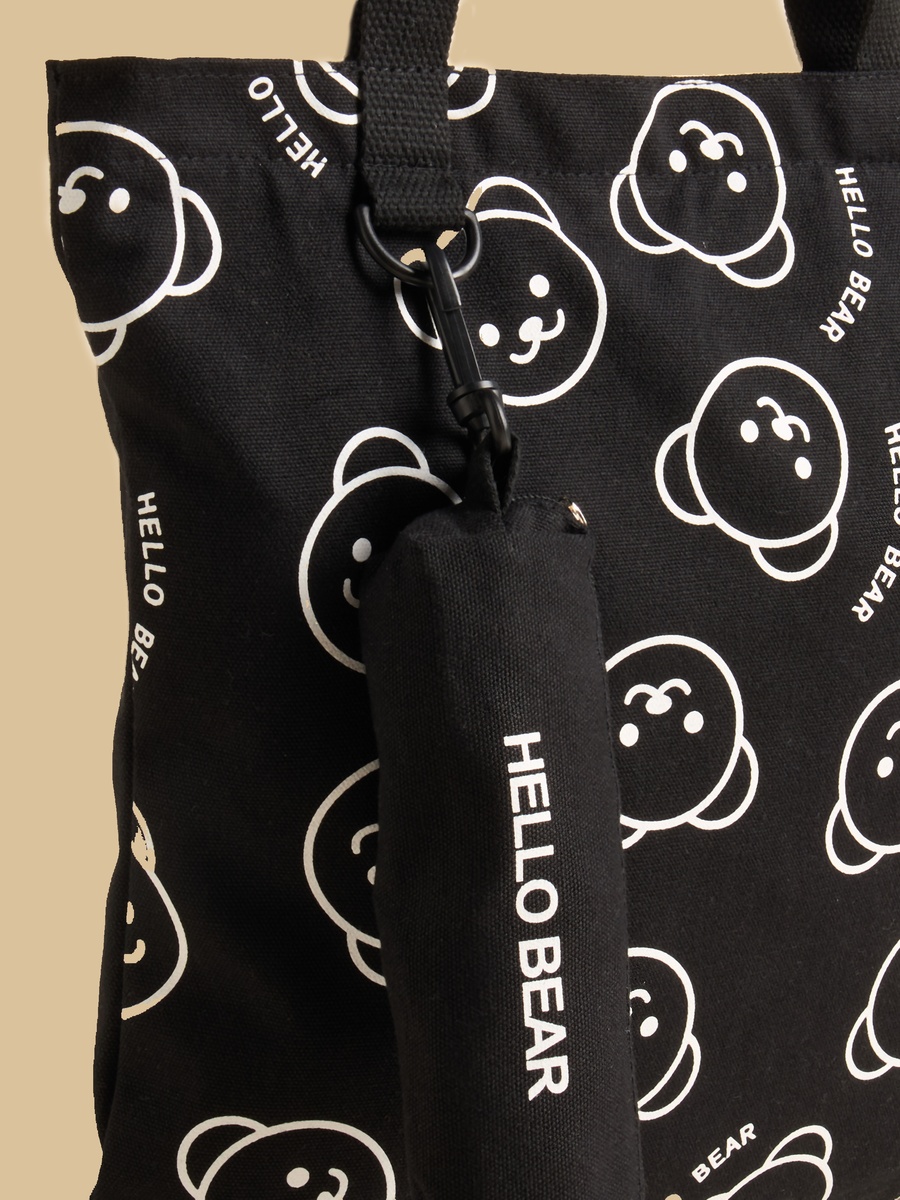 Bear Print Double Handle Tote Bag
