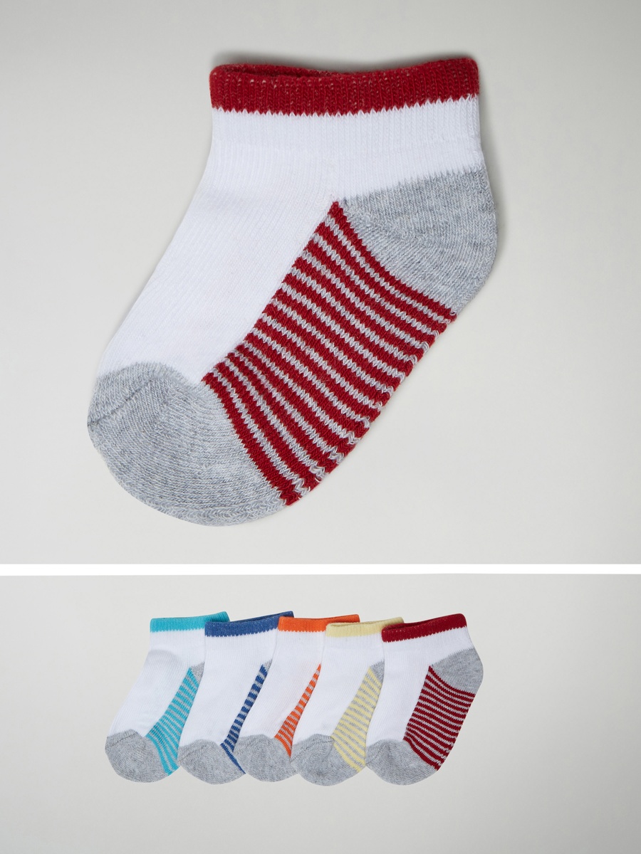 Pack of 5 - Striped No Show Slip-On Socks