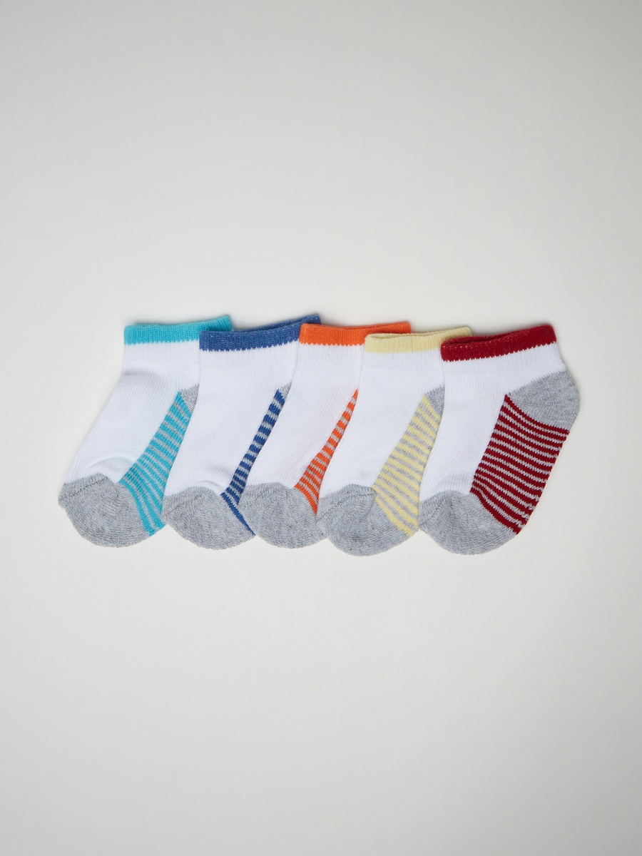 Pack of 5 - Striped No Show Slip-On Socks
