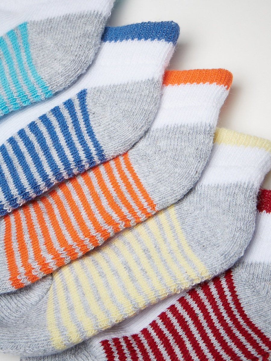 Pack of 5 - Striped No Show Slip-On Socks