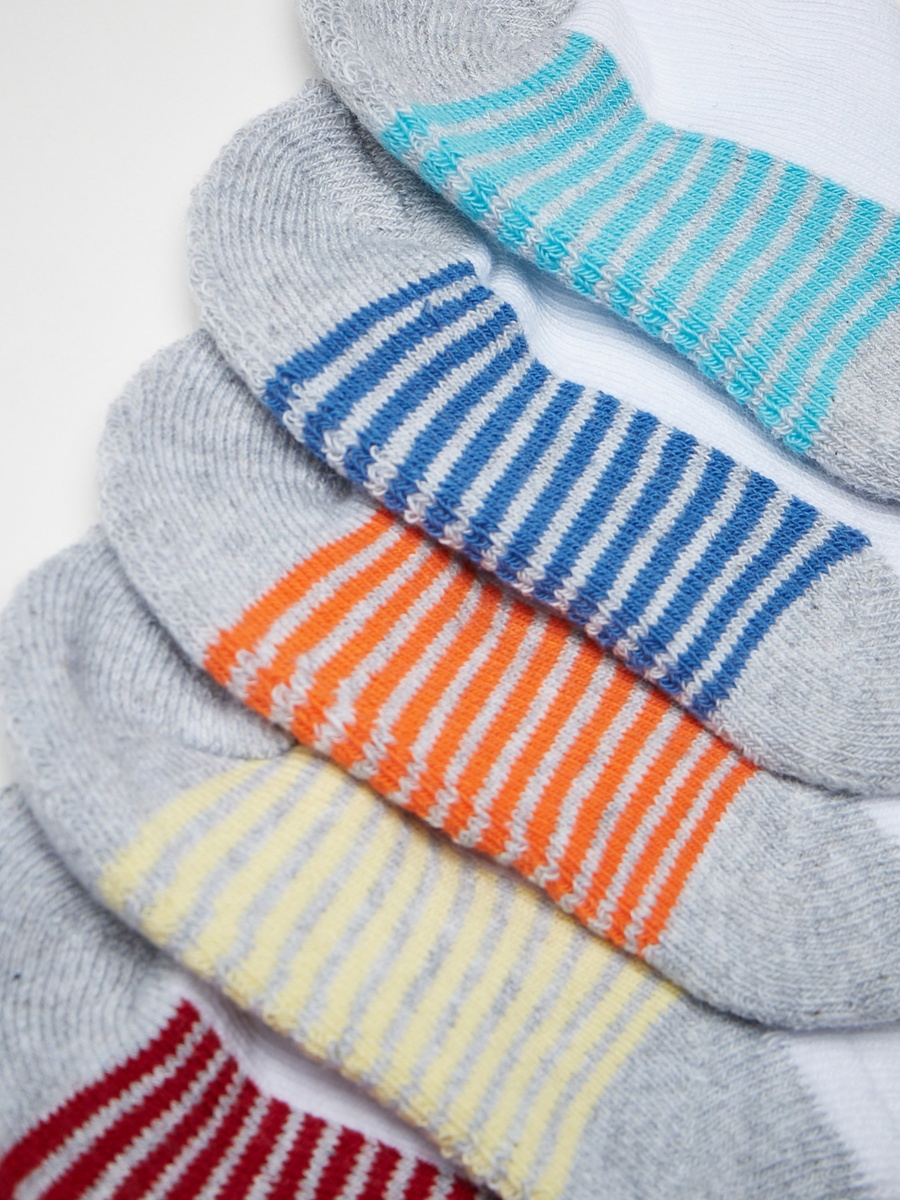 Pack of 5 - Striped No Show Slip-On Socks