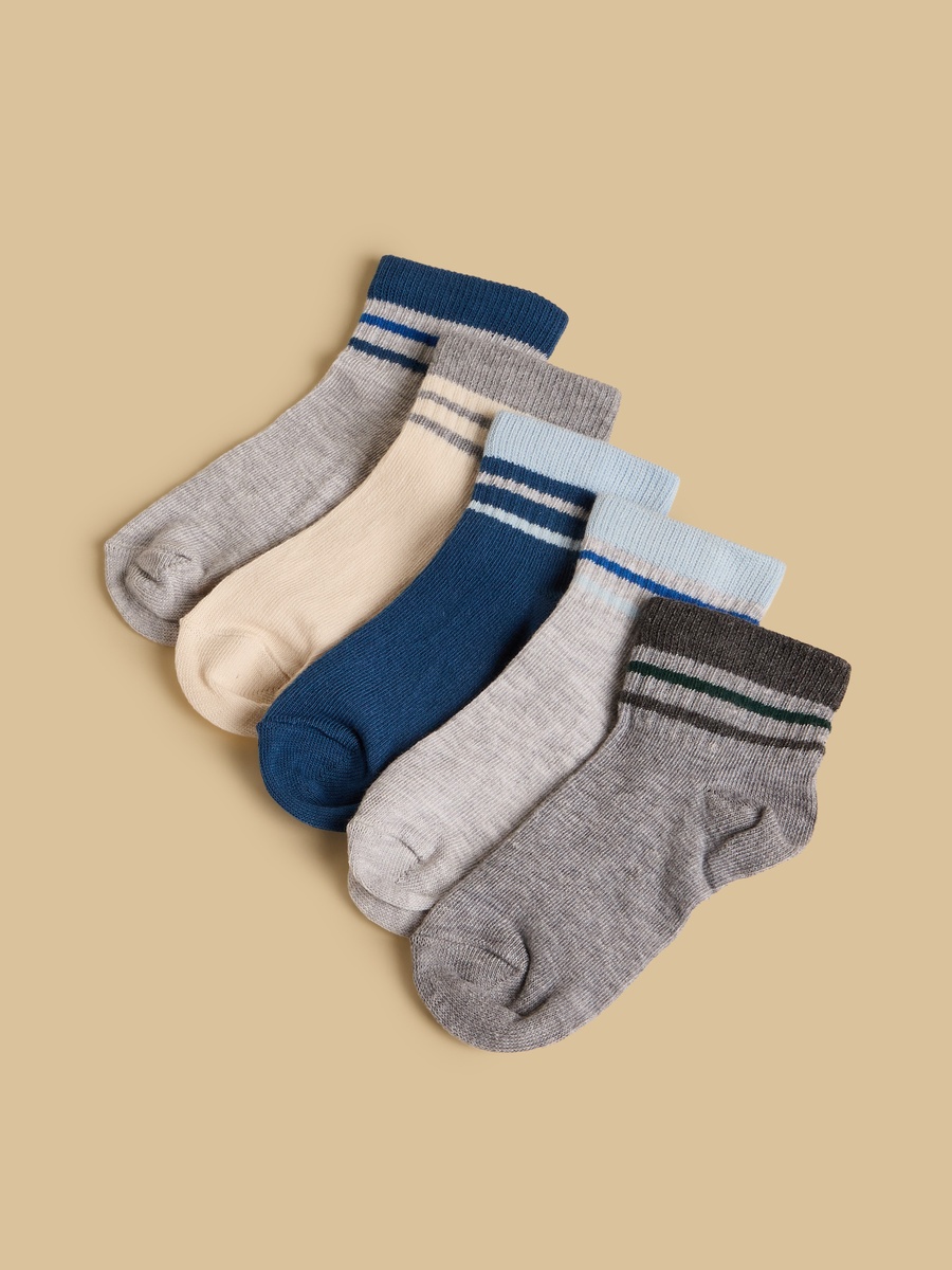 Pack of 5 - Striped Ankle Length Cotton Socks