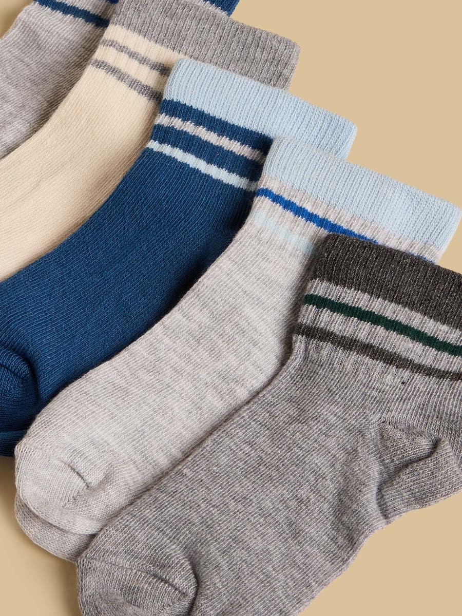 Pack of 5 - Striped Ankle Length Cotton Socks