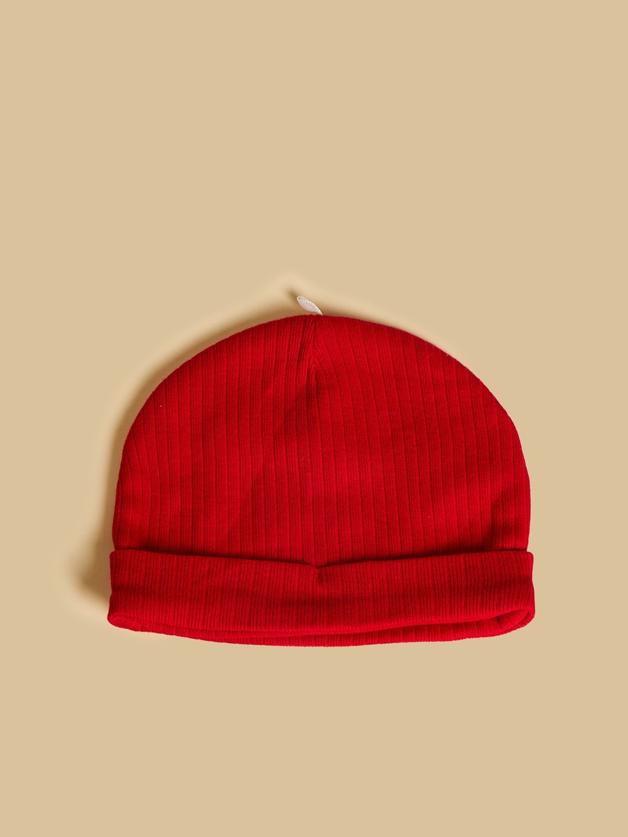 Textured Cotton Beanie Cap with Mittens and Booties